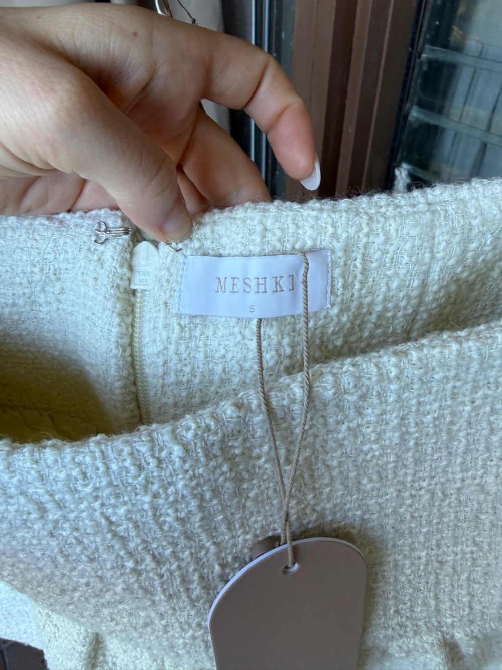 MESHKI Cyrus Gathered Boucle Mini Skirt - Picture 3 of 4